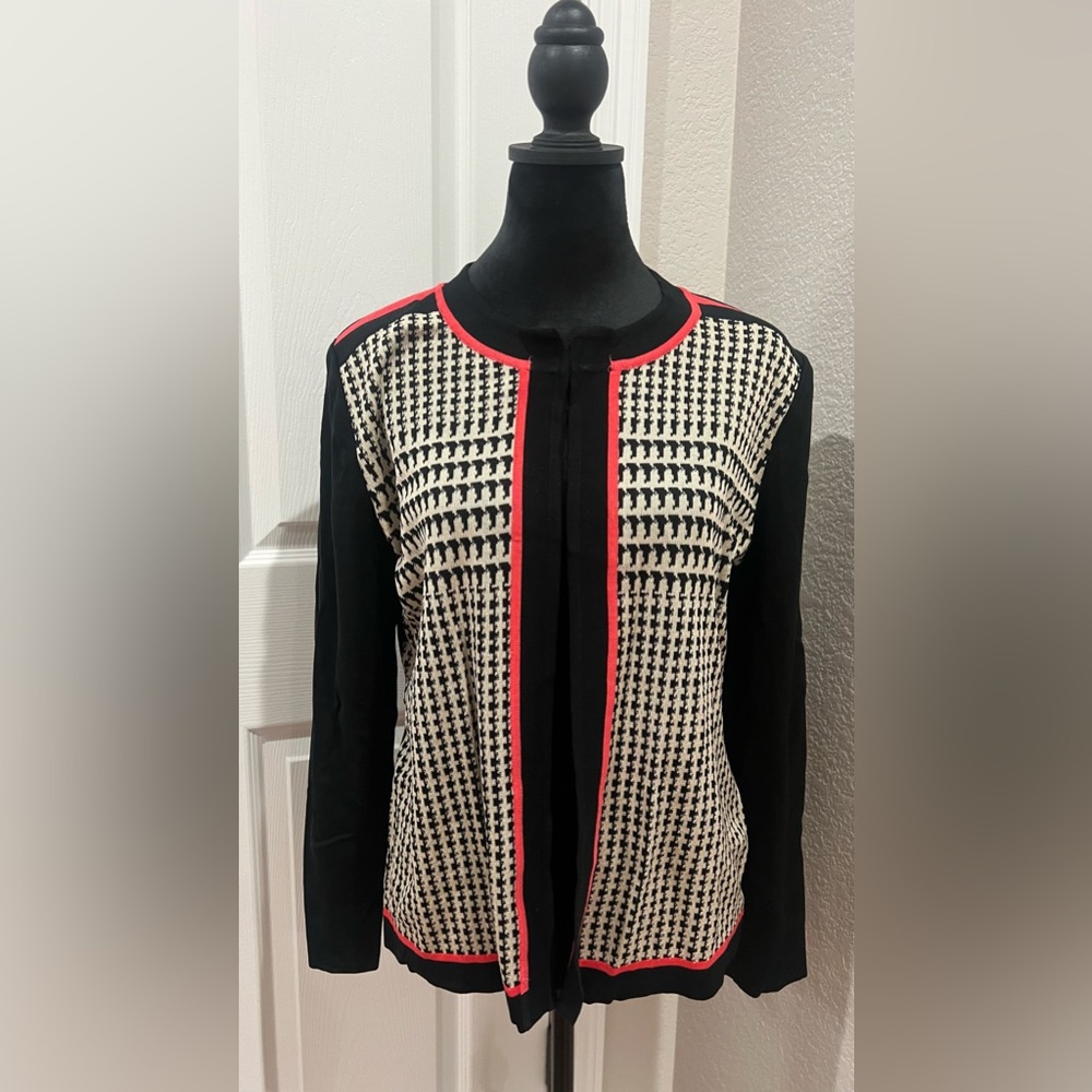 Ming Wang Cardigan Women’s L black pink jacket artsy work office career